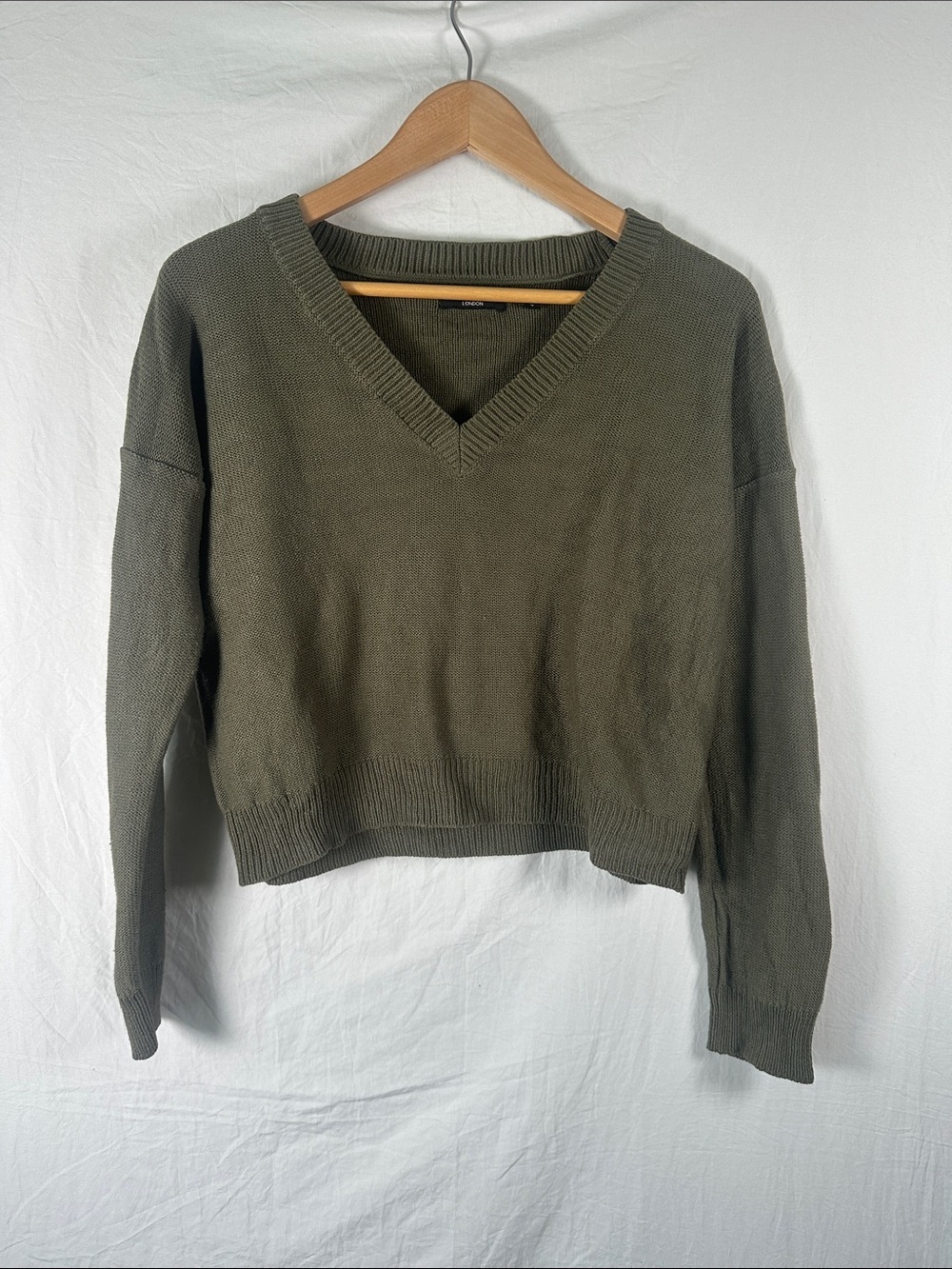 Brave Soul Olive V-Neck Knit Sweater